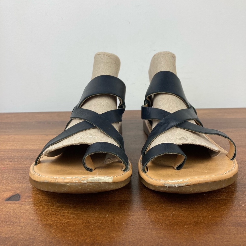 Korks by Kork-Ease Black Leather Toe Loop Strappy Sandals Women’s Size 7M. - Picture 3 of 12
